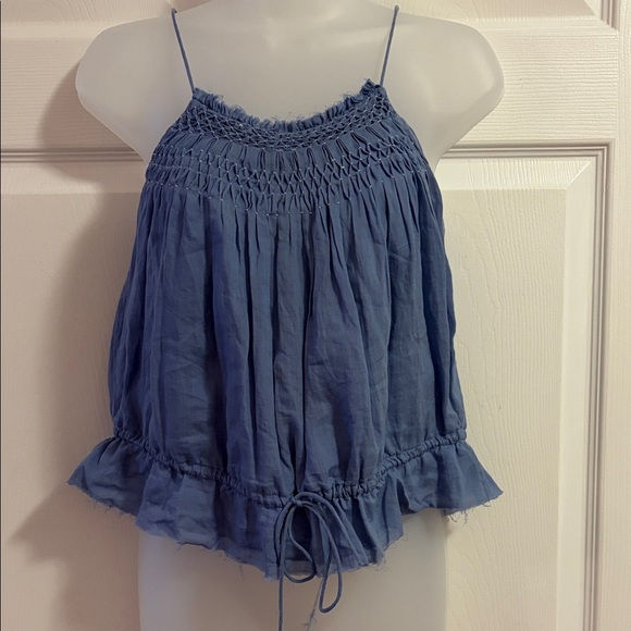 Frame Denim Tops - Frame Denim Women’s Shirt Top Spaghetti Straps Blue Cotton size Small